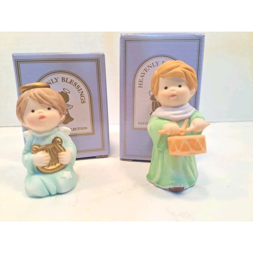 Avon 1988/1987 Heavenly Blessings Nativity Collection Drummer Boy Boy Angel Set